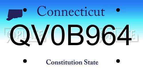 QV0B964 Connecticut License Plate