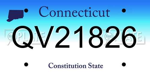 QV21826 Connecticut License Plate