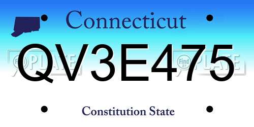 QV3E475 Connecticut License Plate