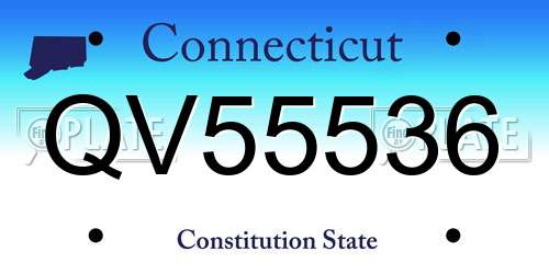 QV55536 Connecticut License Plate