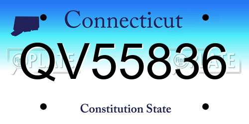 QV55836 Connecticut License Plate