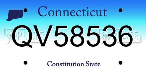 QV58536 Connecticut License Plate