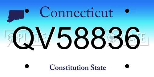 QV58836 Connecticut License Plate