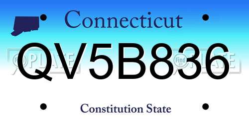 QV5B836 Connecticut License Plate