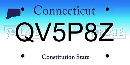 QV5P8Z Connecticut License Plate