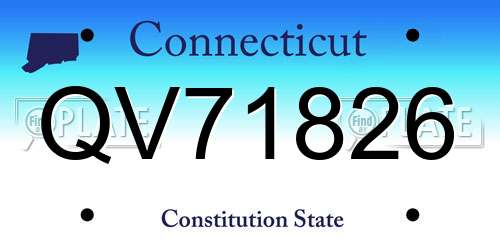 QV71826 Connecticut License Plate