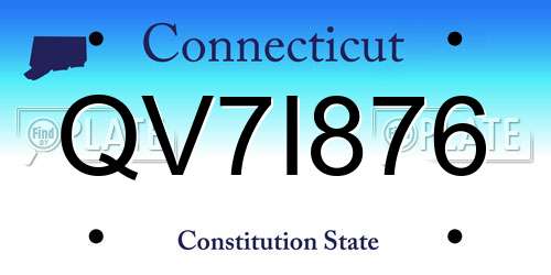 QV7I876 Connecticut License Plate
