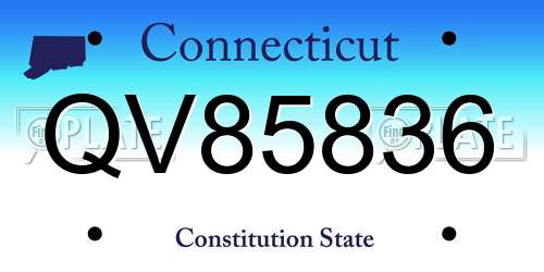 QV85836 Connecticut License Plate