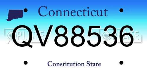 QV88536 Connecticut License Plate