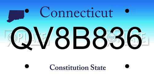 QV8B836 Connecticut License Plate
