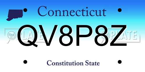 QV8P8Z Connecticut License Plate