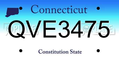 QVE3475 Connecticut License Plate