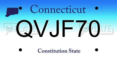 QVJF70 Connecticut License Plate