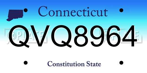 QVQ8964 Connecticut License Plate