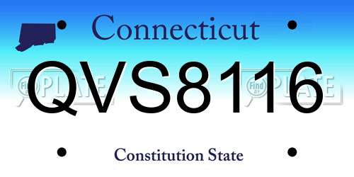 QVS8116 Connecticut License Plate