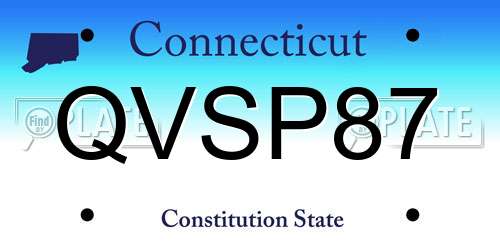 QVSP87 Connecticut License Plate