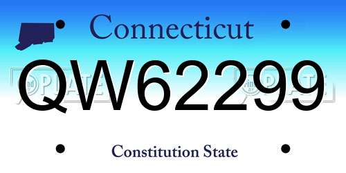 QW62299 Connecticut License Plate