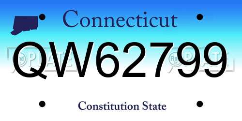 QW62799 Connecticut License Plate