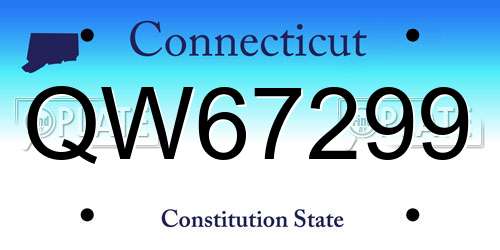QW67299 Connecticut License Plate