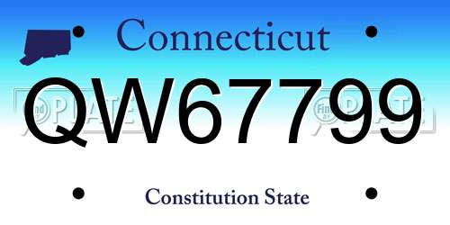 QW67799 Connecticut License Plate