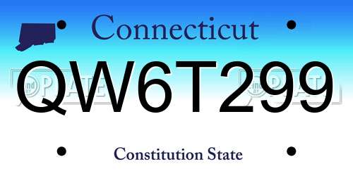 QW6T299 Connecticut License Plate