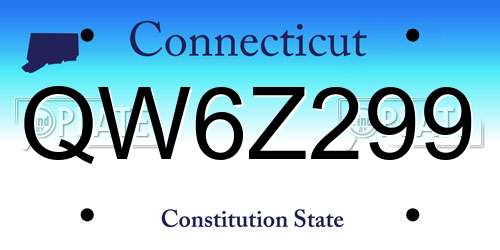 QW6Z299 Connecticut License Plate