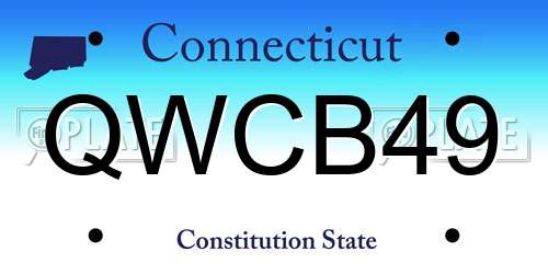 QWCB49 Connecticut License Plate