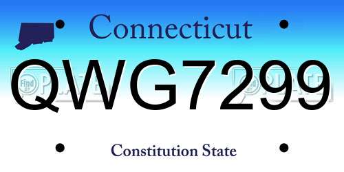 QWG7299 Connecticut License Plate