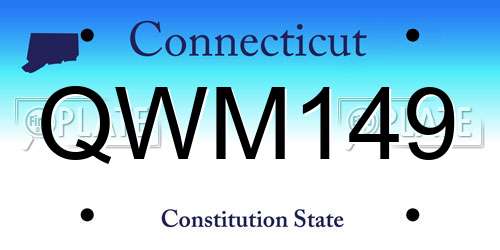 QWM149 Connecticut License Plate