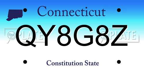 QY8G8Z Connecticut License Plate