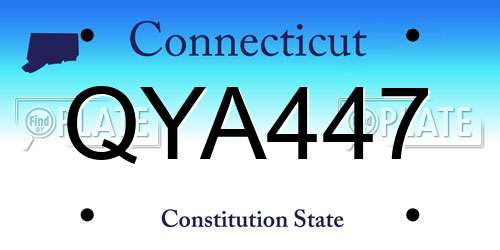 QYA447 Connecticut License Plate