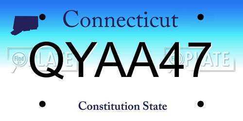 QYAA47 Connecticut License Plate