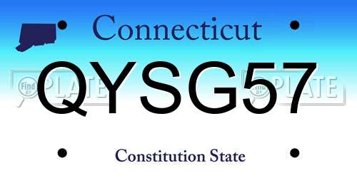 QYSG57 Connecticut License Plate