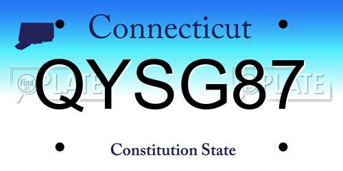 QYSG87 Connecticut License Plate