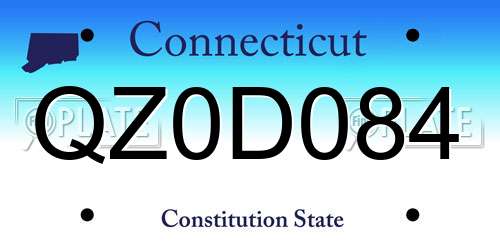 QZ0D084 Connecticut License Plate
