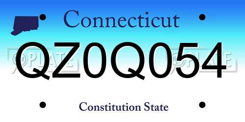 QZ0Q054 Connecticut License Plate