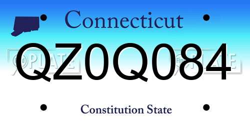 QZ0Q084 Connecticut License Plate