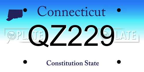 QZ229 Connecticut License Plate