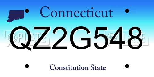 QZ2G548 Connecticut License Plate