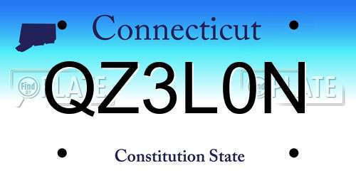 QZ3L0N Connecticut License Plate
