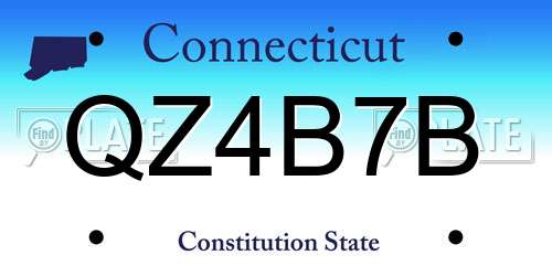 QZ4B7B Connecticut License Plate