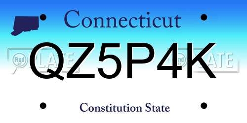 QZ5P4K Connecticut License Plate