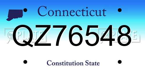 QZ76548 Connecticut License Plate