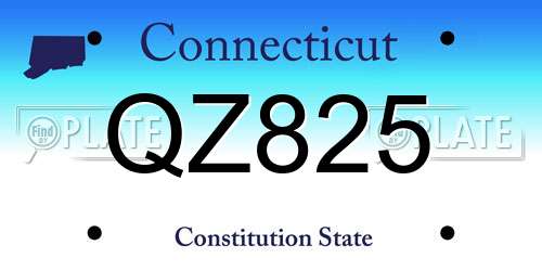QZ825 Connecticut License Plate