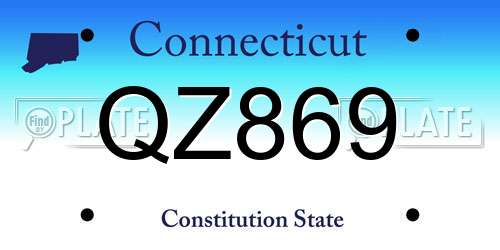 QZ869 Connecticut License Plate