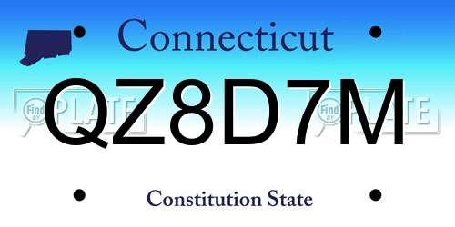 QZ8D7M Connecticut License Plate