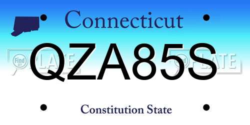 QZA85S Connecticut License Plate