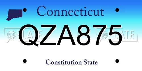 QZA875 Connecticut License Plate