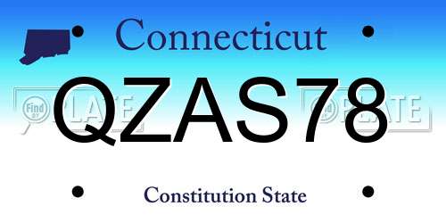 QZAS78 Connecticut License Plate