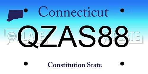 QZAS88 Connecticut License Plate